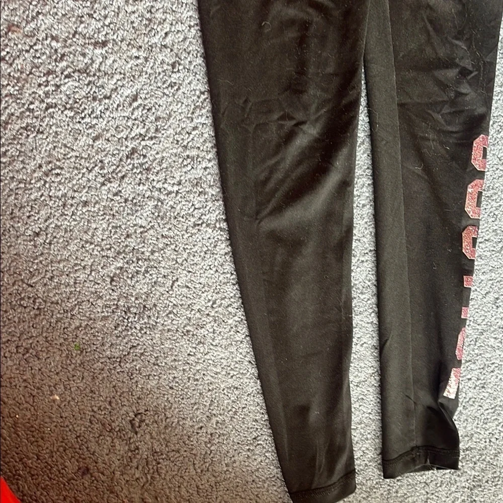 Justice Black Leggings with Bold Branding